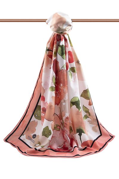 Vissona Γυναικείο Luxury Medina Silk Shawl Beige - Pomegranate Flower