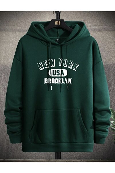 AKC Moda Hanorac cu guler rotund oversize New York SUA Brooklyn cu imprimeu 3...