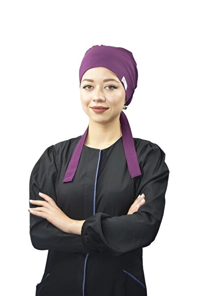 Nur Ortopedi Düz Koyu Mürdüm Renk Tesettür Hemşire Bonesi Doktor Cerrahi Bone