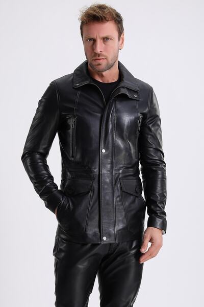 Leather Club Siyah Montaigne Deri Kaban