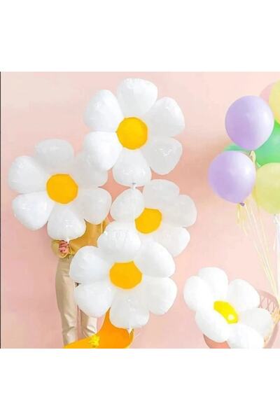 Genel Markalar Papatya Folyo Balon Sarı Beyaz 1 adet 71x71cm