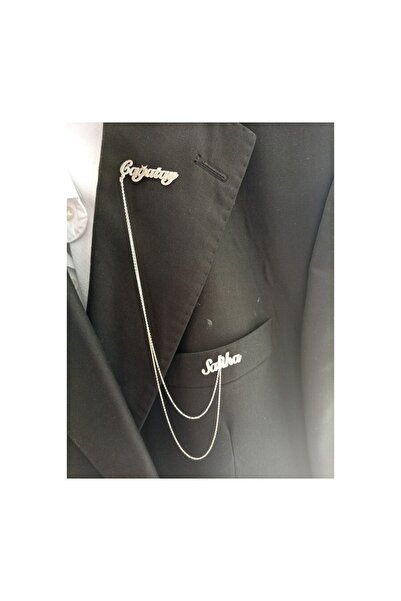 Genel Markalar Kişiye Özel Isimli Gümüş Erkek Yaka Iğnesi Özel Gün