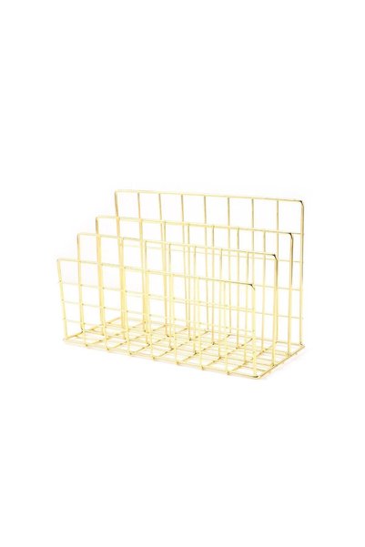 Miniminti Metal Magazine Rack with Gold Compartments