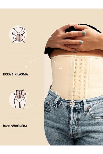 MİSTİRİK Tvigoso 4-Stage Waist Corset for Upright Posture, Hourglass Look, Beige Color