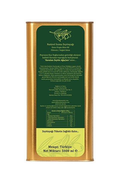 Kavalan Iyi Tar. Uyg. 5 Lt Kuzey Ege Soğuk Sıkım Natürel Sızma Zeytinyağı