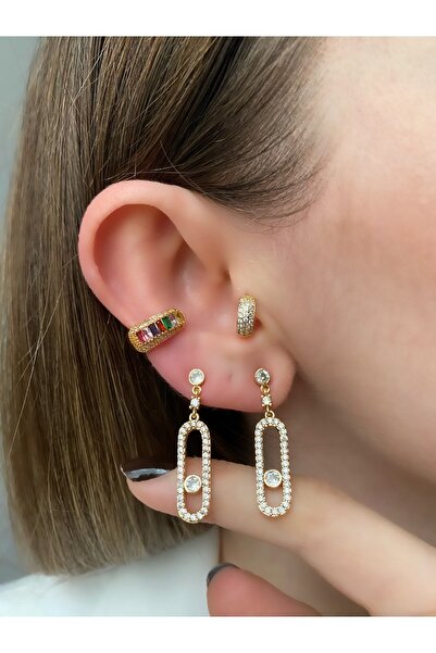 Pinery Jewels Marka Model Gold Kaplama Küpe