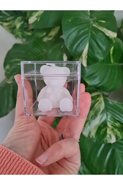 Verda Desing Kutulu Beyaz Ayıcık El Yapımı Dekoratif Tasarım Mum