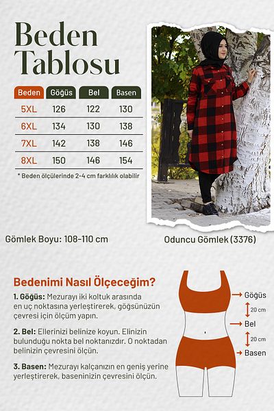 Aşkı Endam Cămașă Senem Thick Lumberjack de mărime mare - neagră