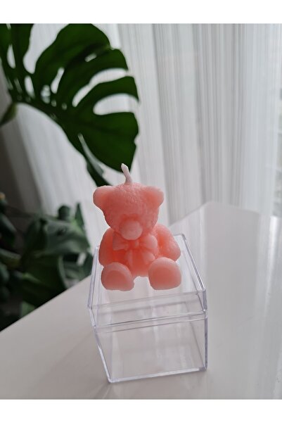 Verda Desing Kutulu Pembe Ayıcık El Yapımı Dekoratif Tasarım Mum