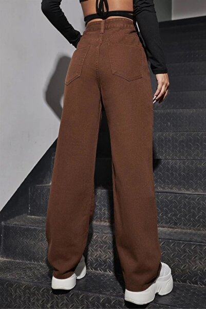 Gofeel Charmy Street  Kahverengi Bol Paça Jean Palazzo Wide Leg Kot Pantolon