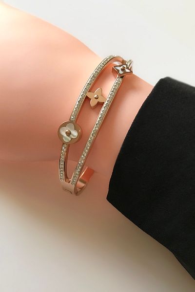 SilverStone Model Special Zircon Stone Cuffed Steel Bracelet