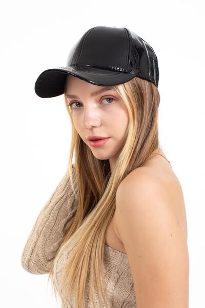 LadyColor Pălărie de damă Șapcă din piele lacuată