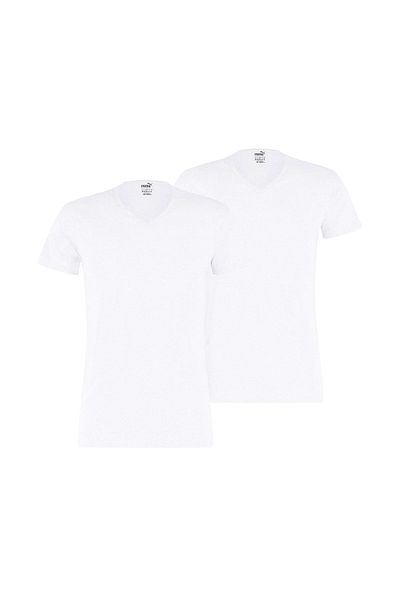 Puma Herren T-Shirt, 2er Pack - Basic V-Neck, V-Ausschnitt, Kurzarm, uni