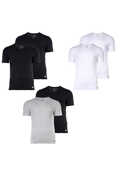 adidas Herren T-Shirt, 2er Pack - Active Flex Cotton, V-Ausschnitt, uni