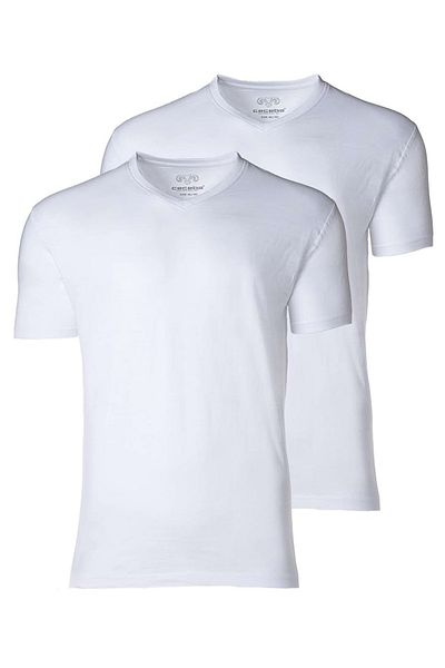 Ceceba Herren American T-Shirt, 2er Pack - V-Ausschnitt, Kurzarm, Baumwolle, uni