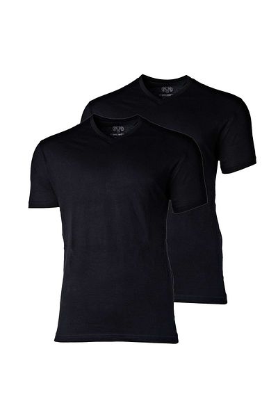 Ceceba Herren American T-Shirt, 2er Pack - V-Ausschnitt, Kurzarm, Baumwolle, uni