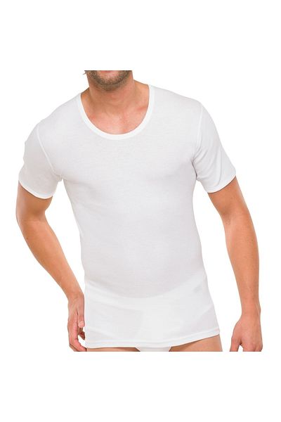 Schiesser Herren 1/2 Arm T-Shirt - Unterhemd, Cotton Essentials, Doppelripp