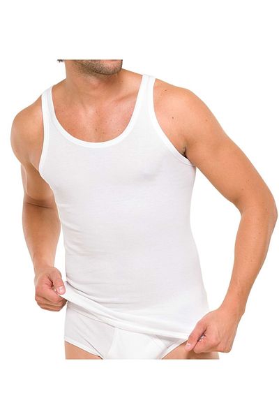 Schiesser Herren Unterhemden 2er Pack - ärmellos, Cotton Essentials, Doppelripp