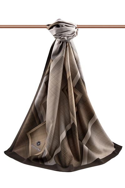Vissona Γυναικείο Luxury Medina Silk Shawl Μπεζ - Καφέ