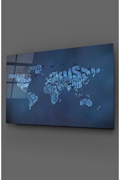 TAULART Tipografie Harta lumii Tablou din sticlă