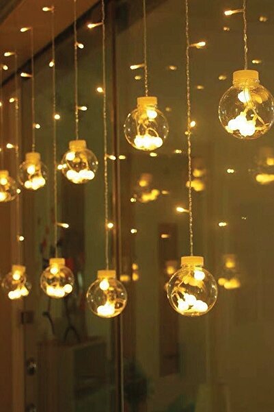 AUSVAR Dekoratif Led Işıklı Top Perde Led Animasyonlu Küre Toplu Ampul Perde ...