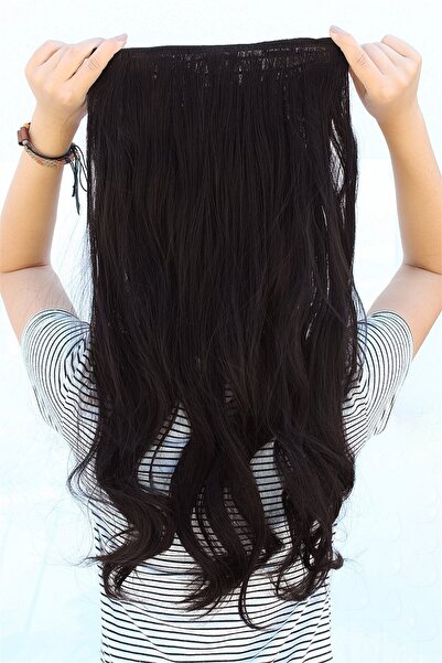 AKOLİFE Isıya Dayanıklı Yarım Ay Saç Çıt Çıt / Dalgalı / Koyu Kahve / 70cm / ...