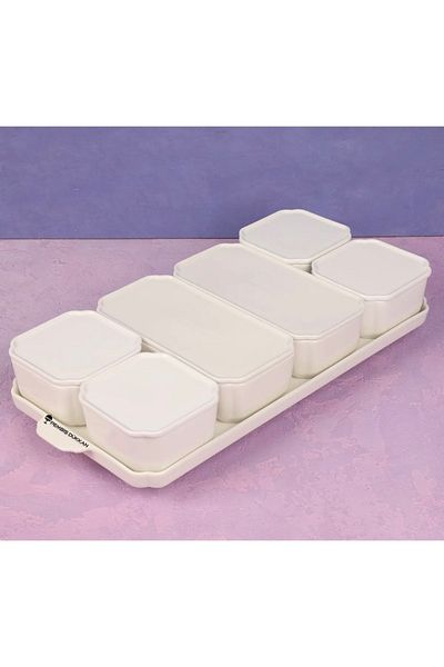 AROW Pure Porcelain 6-Piece Covered Tray Breakfast Bowl