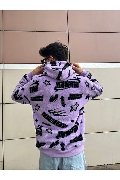 NEWLAKER Unisex Oversize ροζ βελούδινο φούτερ με κουκούλα
