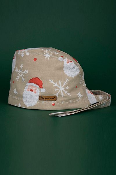 Best Bone Beige Santa Claus Patterned Surgical Bonnet