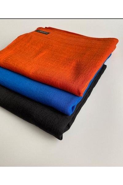 Narine Hijab Γυναικείο Βαμβακερό Σετ Μοντέλο Cazz Shawl 3 τεμαχίων-μαύρο-μπλε-πορτοκαλί