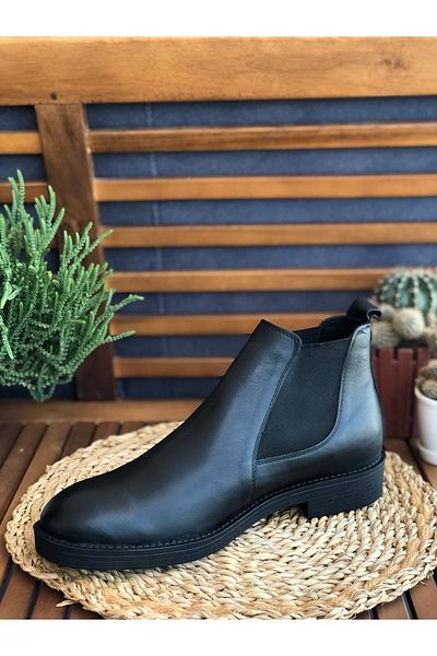 Skoonpa Genuine Leather Black Men's Chelsea Boots