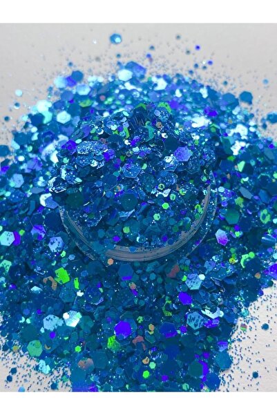 Sirius Hobi Epoksi Reçine Turkuaz Tırnak Makyaj Chunky Glitter 8 gr Holograml...