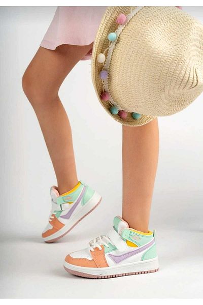 Lambırlent Dívčí Chlapci Unisex Šněrovací Vysoký Top Zimní Zelená Lila Pudr sportovní basketbalové boty