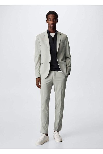 MANGO Man Slim Cut Cotton Blazer Jacket