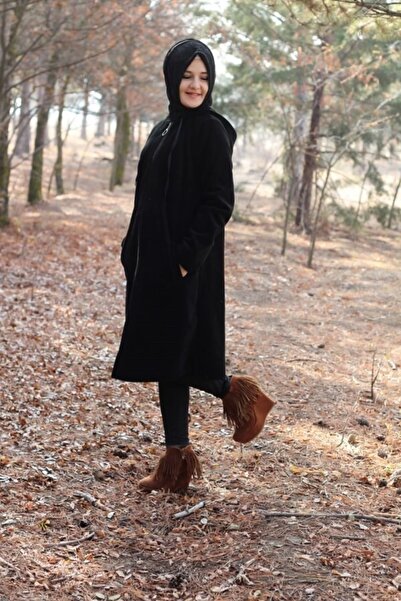 Aşkı Endam مقنعين انغلق سترة الصوف الأسود