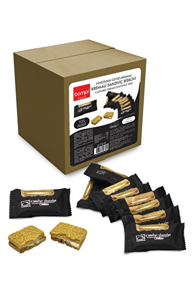 BOMPİ Hindistan Cevizi Aromalı Kremalı Tek Paketli Bisküvi 1000 gr - (105 ADET)