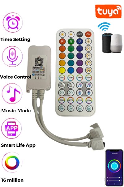 Hazar Led Tuya Destekli Wifi Kontrollü Rgb Şerit Led Kontrol Cihazı 5-24v