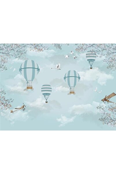 EkoDekor 3boyutluduvarkagitlari Uçan Balon Ve Uçak Çocuk Odası Duvar Kağıdı K...