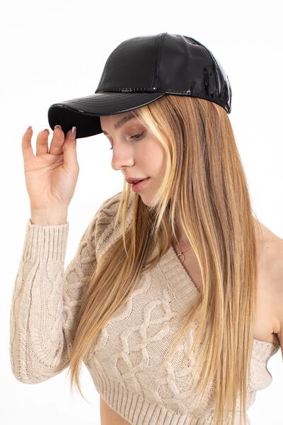 LadyColor Pălărie de damă Șapcă din piele lacuată