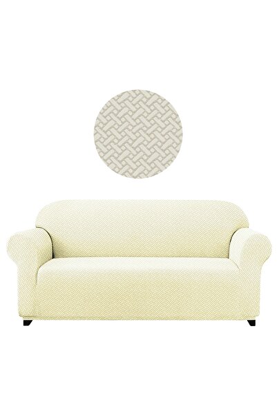 elgeyar Πολυθρόνα Lycra με ελαστικό ψάθινο σχέδιο για 3 άτομα - Καναπές και κάλυμμα καναπέ-κρεβάτι