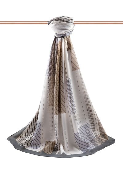 Vissona Γυναικείο σάλι πολυτελείας Medina Silk Μπεζ - Γκρι