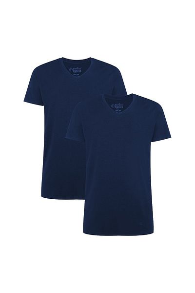 Bamboo Basics VELO Herren T-Shirt – 2er-Pack, Unterhemd, V-Ausschnitt, Single-Jersey