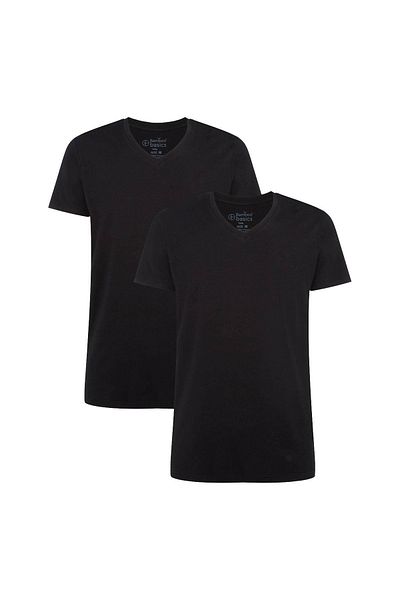 Bamboo Basics Herren T-Shirt VELO, 2er Pack - Unterhemd, V-Ausschnitt, Single Jersey