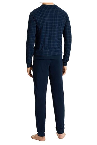 uncover by Schiesser Herren Schlafanzug 2-tlg. Set - lang, V-Ausschnitt, Baumwolle, uni/gemustert