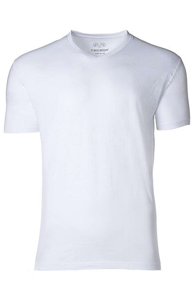Ceceba Herren American T-Shirt, 2er Pack - V-Ausschnitt, Kurzarm, Baumwolle, uni
