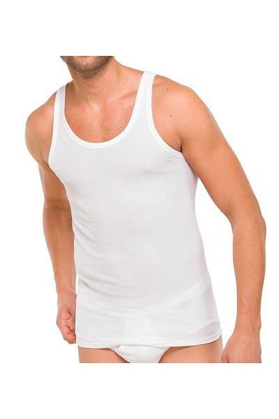 Schiesser Herren Unterhemd 2er Pack – ärmellos, Baumwollgrundierung, Feinripp