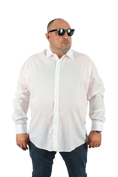 MocGrande Plus Size Men's Shirt Cuadrado 23353 White