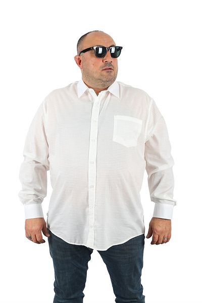 MocGrande Large Size Men's Pocket Shirt Cuadrado 23352 White