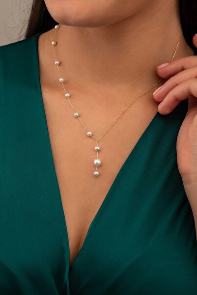 GençTaş Kuyumculuk 14 Ayar Altın Tek Sıralı Inci Kadın Kolye