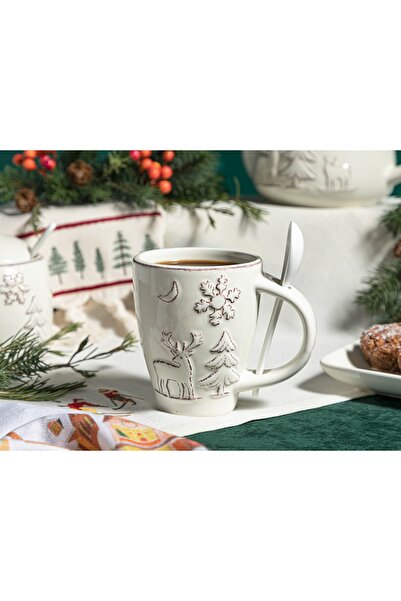 English Home Winterland Dolomite Kaşıklı Kupa 260 Ml Bej